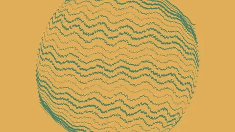 Abstract circular shape with wavy green and orange lines Stock Illustration