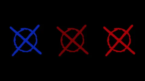 Abstract circular shapes with cross marks drawn in blue and red colors anim.. Stock Footage 338006240