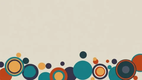 Abstract circular shapes rising along bottom edge on beige background, back.. Stock Footage 342045383