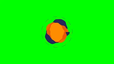 Abstract circular shapes with vibrant orange and dark blue against green Stock Footage 341823816