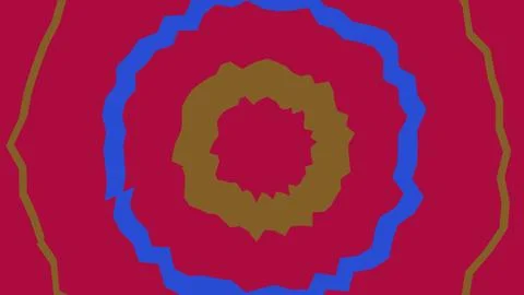 Abstract circular shapes with wavy lines in red blue and gold Stock Illustration