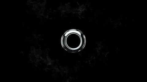 Abstract circular silver metallic ring surrounded by flowing white smoke plum Видео 343575539