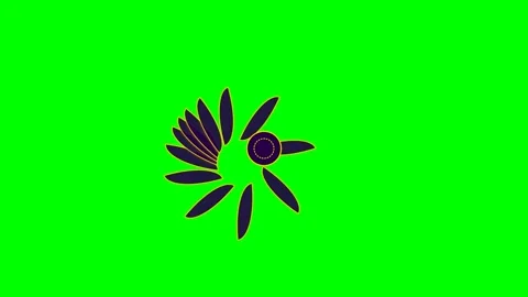 Abstract circular spiral pattern featuring dark petals on a vibrant green b.. Stock Footage 340267005