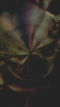 Abstract circular spiral pattern in orange and blue with dark halftone noise Stock Illustration