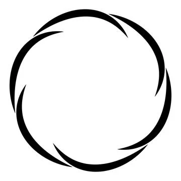 Abstract Circular Spiral Shape with Black Curved Swirling Lines Icon Stock Illustration