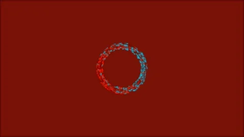 Abstract circular swarm of red and blue light particles on deep maroon back.. Stock-Footage 341679393