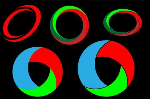 Abstract Circular Swirl Logo Set with Colorful Geometric Rings Illustration