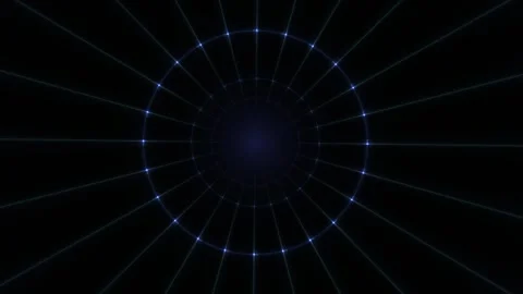 Abstract circular tunnel of glowing blue light particles in deep space. Stock Footage 334420759