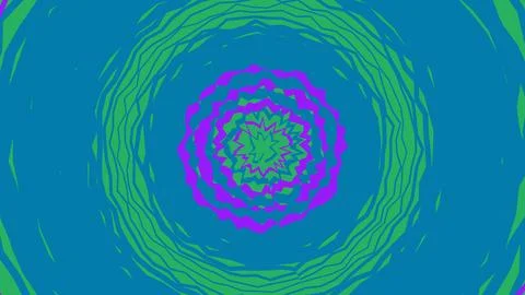 Abstract circular tunnel pattern in green and purple colors Illustrazione stock