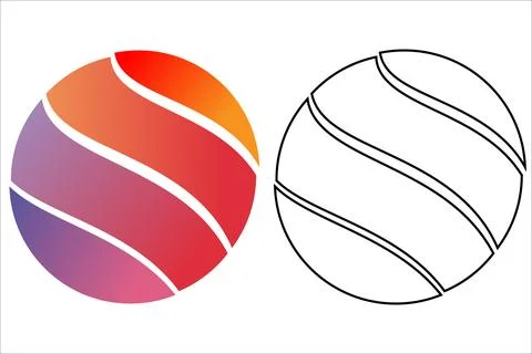 Abstract circular vector logo with flowing wave lines, modern gradient and .. Stock Illustration