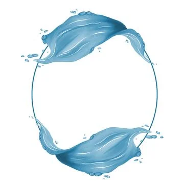 Abstract circular water splash design with dynamic fluid shapes and droplets  Stock Illustration
