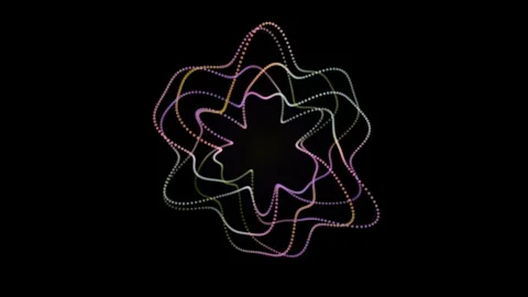Abstract circular waveform of colorful dots rotating on black background fo.. 스톡 동영상 345984186