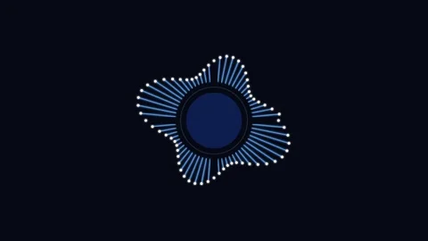 Abstract circular waveform visualization with radiating blue light lines Vídeo Stock 336263398