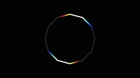 Abstract Circular Waveforms glowing with prismatic light against deep black.. Video stock 343481989