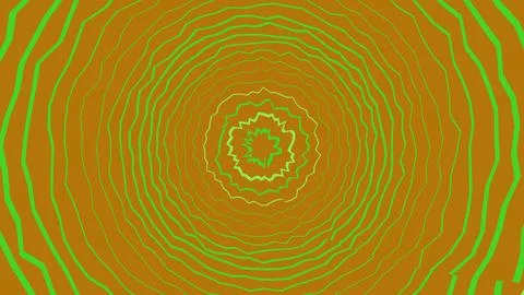 Abstract circular wavy lines pattern in green and orange Stock Illustration