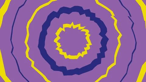 Abstract circular wavy lines pattern in purple and yellow Stock Illustration