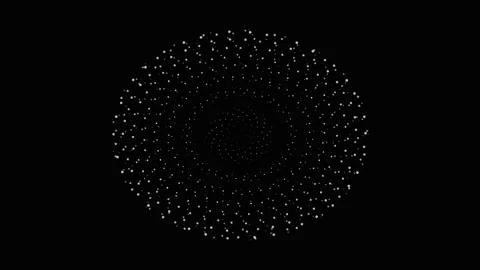 Abstract circular white particle pattern on a black background Stock Footage 335934364