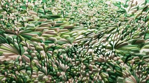 Abstract city 3d rendering background in white and green colors with Selective Ilustración de archivo