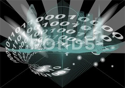Abstract city and binary code Stock Illustration