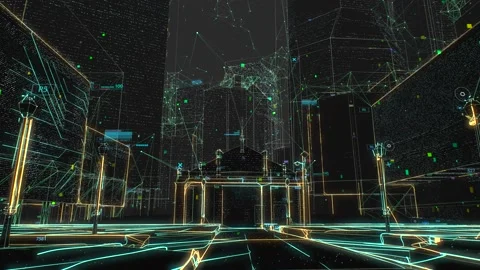 Abstract city by artificial intelligence. Digital and technology concept Stock Footage 134591111