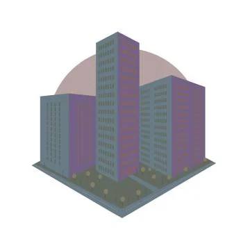 Abstract city block icon in perspective Stock Illustration