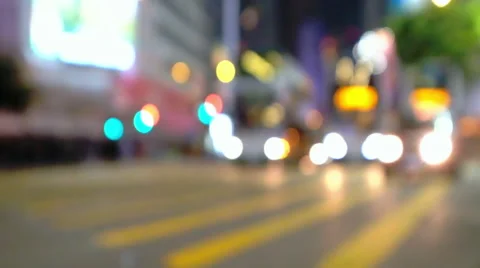 Abstract city blurred video of evening street. Hong Kong Stock-Footage 59798930
