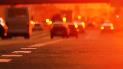Abstract city crowded car moving road traffic avenue. Urban street cars traffic Stock Footage 162906409
