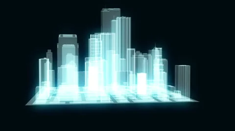 Abstract city element or buildings in wireframe or line stile Stock Footage 57728757