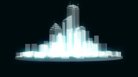 Abstract city element or buildings in wireframe or line stile Stock Footage 57728821