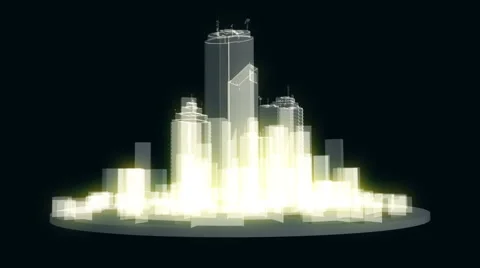 Abstract city element or buildings in wireframe or line stile Stock Footage 57728861