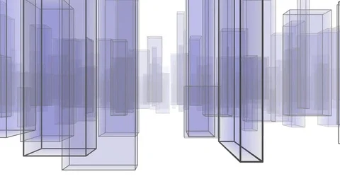 Abstract City Flythrough Background in Blue Stock Footage 76904088