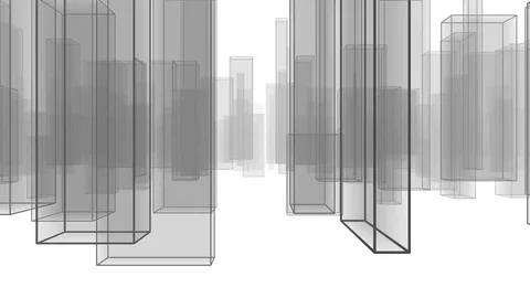 Abstract City Flythrough Background in Gray Stock Footage 76895627