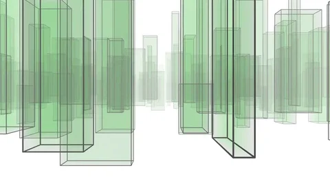 Abstract City Flythrough Background in Green Stock Footage 76908767