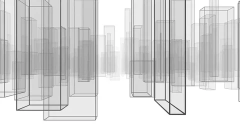 Abstract City Flythrough Background in Lightgray Stock Footage 76910198