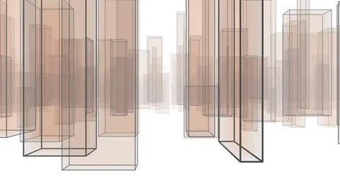 Abstract City Flythrough Background in Orange Stock Footage 76909059