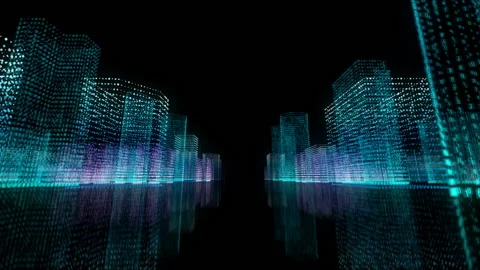Abstract city of the future. Megapolis virtual reality glasses 3D Stock Footage 94507874