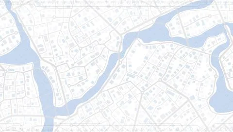 Abstract city map blends delicate urban grids with topographic lines and river Stock Illustration