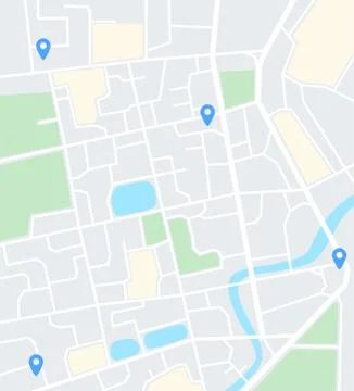 Abstract city map with pins. Navigation app screen template Stock-Illustration