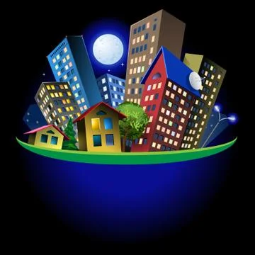 Abstract city at night Stock Illustration