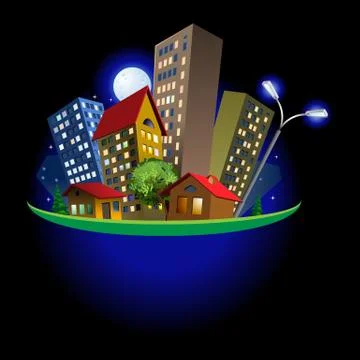 Abstract city at night Stock Illustration