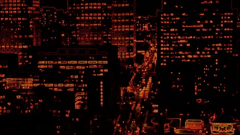 Abstract City Orange On a black background Stock Footage 129290408