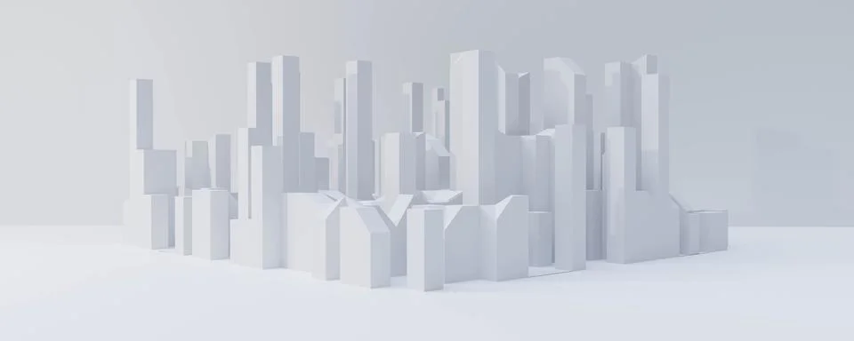 Abstract city scape sky line 3d render illustration Stock Illustration