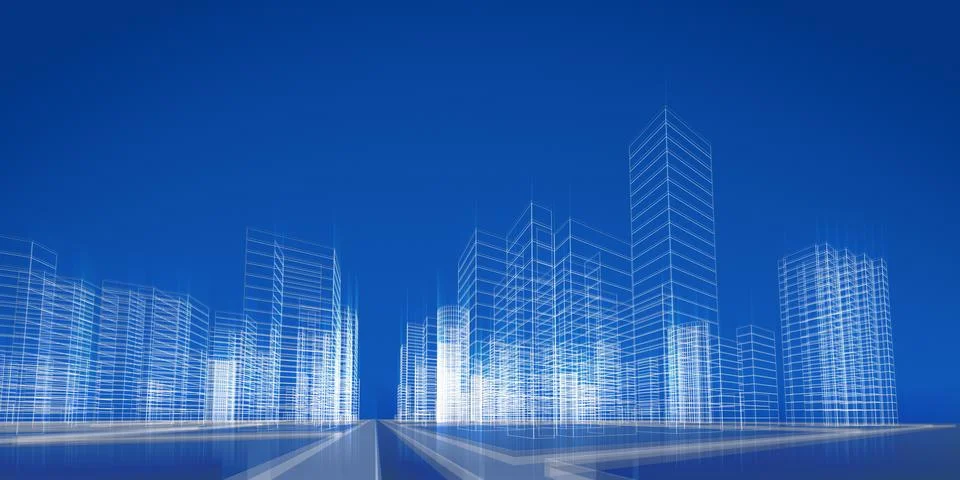 Abstract city scene 3d rendering Stock Illustration