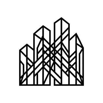 Abstract city skyline with sharp geometric lines, urban architecture. イラスト素材