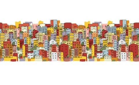 Abstract cityscape background, seamless pattern for your design Stock Illustration