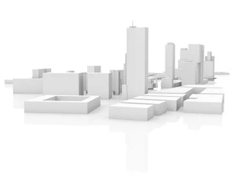 Abstract cityscape model isolated on white, 3d Illustrazione stock