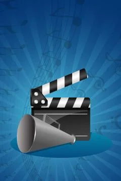 Abstract clap board with loudspeaker Stock Illustration