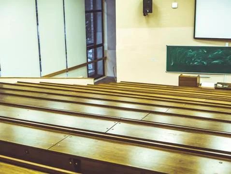 Abstract classic empty large lecture hall in the university Stock Photos