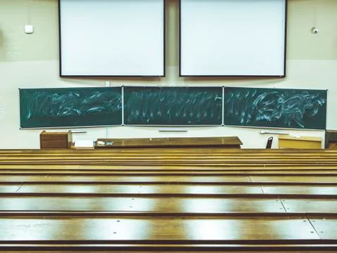 Abstract classic empty large lecture hall in the university Stock Photos