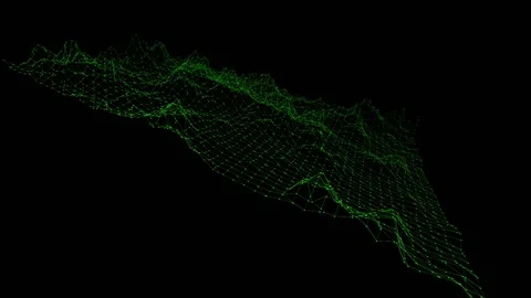 Abstract clean green waving 3D grid or mesh as gorgeous background. Green Stock Footage